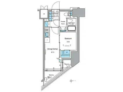 ルフォンプログレ田原町(1DK/7階)の間取り写真