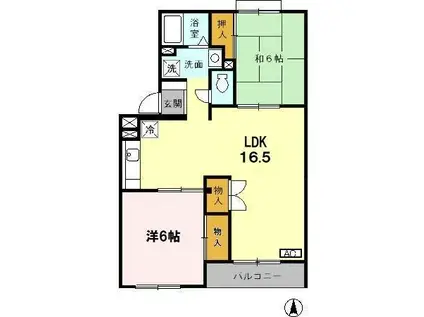 プレザント花田(2LDK/2階)の間取り写真