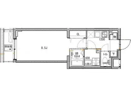 ルネサンスコート祐天寺(1K/4階)の間取り写真