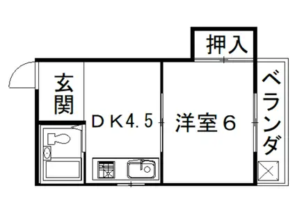 ハイツオカモト(1DK/4階)の間取り写真
