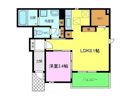 プラシージュ(1LDK/1階)の間取り写真