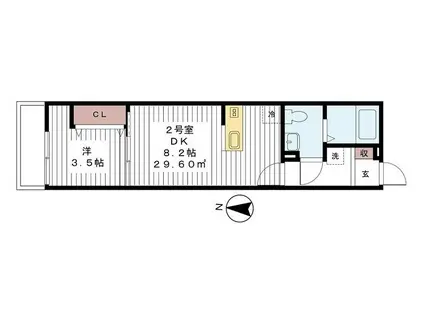 AJ勝田台(1LDK/2階)の間取り写真