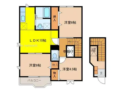 グリーンコーポ川西D(3LDK/2階)の間取り写真