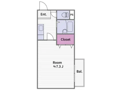 大宝緑橋ルグラン(1K/3階)の間取り写真