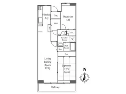 ケーディーエックスレジデンス日吉(2LDK/1階)の間取り写真
