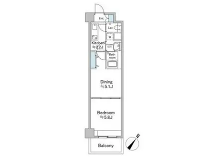 ソナーレ横浜(1DK/5階)の間取り写真