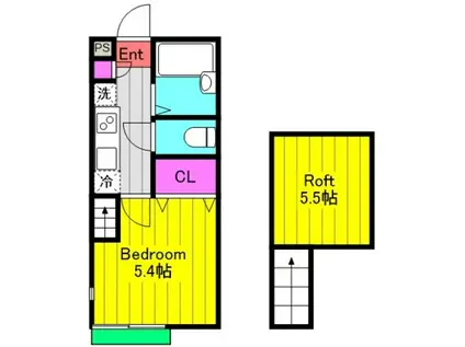 AZESTーRENT中野島II(1K/1階)の間取り写真