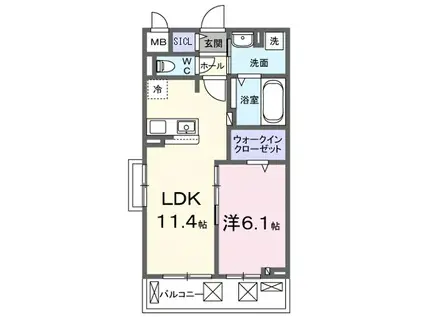 GL MINAKUCHI I(1LDK/3階)の間取り写真