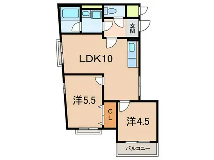 デコール岡本II番館(2LDK/1階)の間取り写真