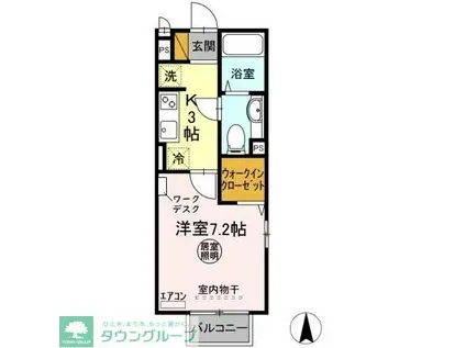 ルミエールII(1K/2階)の間取り写真