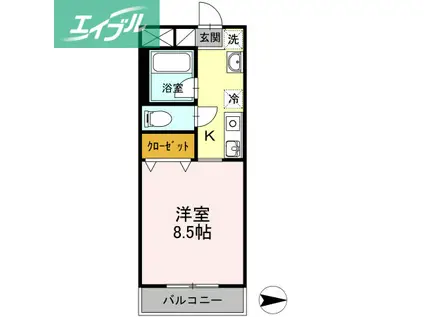マメゾン三野(1K/3階)の間取り写真