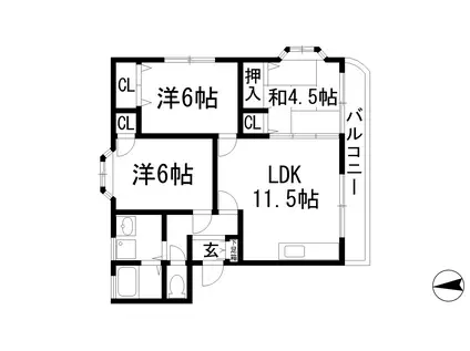 ファミーユ宝塚(3LDK/3階)の間取り写真