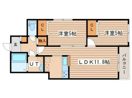 カサトレスVIII(2LDK/4階)の間取り写真