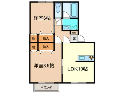 コンフォートパレスA棟(2LDK/1階)の間取り写真