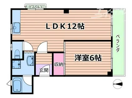 第4池上ハイツ(1LDK/2階)の間取り写真