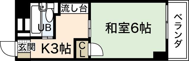 第55東白島ビル(1K/4階)の間取り写真