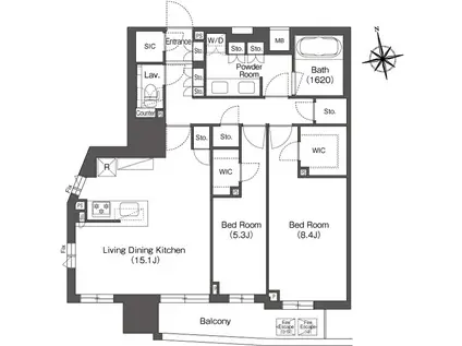 コンフォリア東上野(2LDK/15階)の間取り写真