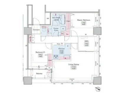 レジディアタワー上池袋(2SLDK/12階)の間取り写真