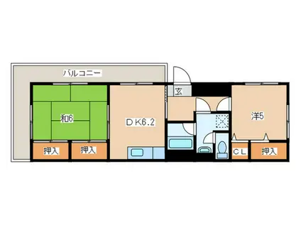 マリンハイツ(2DK/4階)の間取り写真