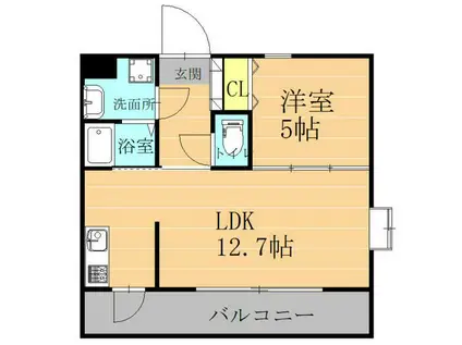 ROSY(1LDK/2階)の間取り写真