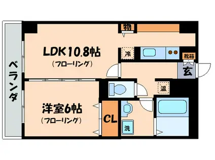 ベルヴィオウミ(1LDK/4階)の間取り写真