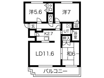 サンライト西岡II(3LDK/1階)の間取り写真
