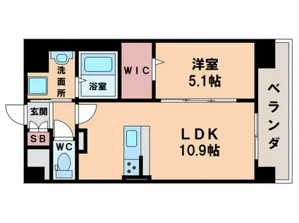アストラルグラミ阿倍野(1LDK/9階)の間取り写真