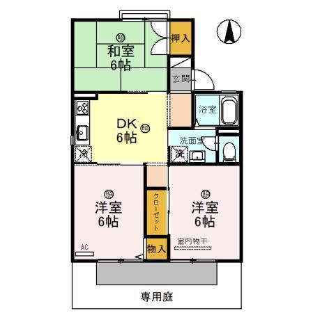 セジュール堀井(3DK/1階)の間取り写真