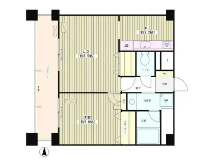 CASA MIA(1LDK/6階)の間取り写真