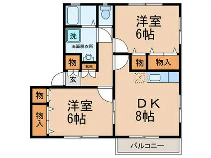 コート・ロティ(2DK/2階)の間取り写真