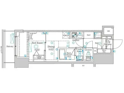 ラフィスタ北綾瀬(1DK/6階)の間取り写真