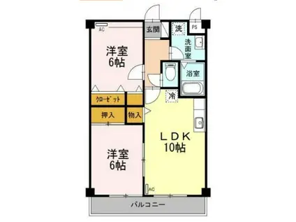 マンション紫雲(2LDK/3階)の間取り写真