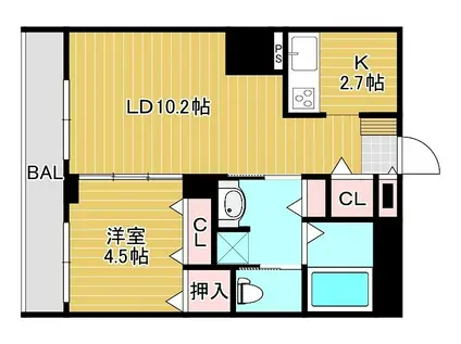 MOTTOたくま宿(1LDK/9階)の間取り写真