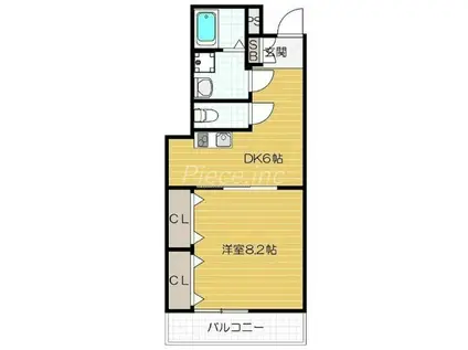 アベニール十三(1DK/2階)の間取り写真