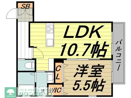 PALM SPRINGS三鷹(1LDK/1階)の間取り写真