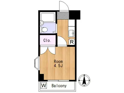 都営三田線 板橋本町駅 徒歩5分 4階建 築37年(1K/3階)の間取り写真