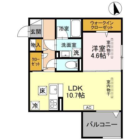 D-IMPARABLE(1LDK/1階)の間取り写真