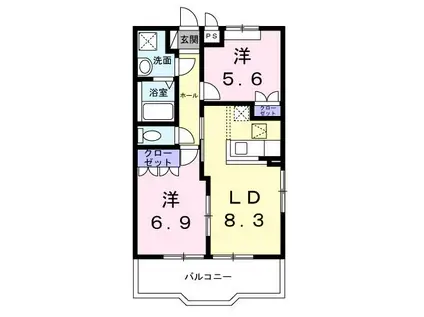 CARROT III(2LDK/1階)の間取り写真