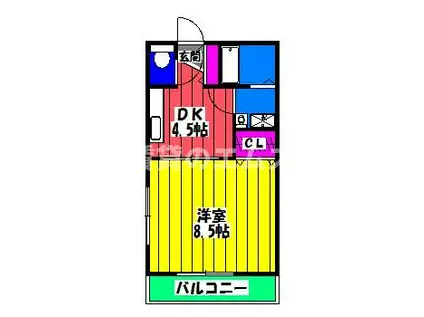 ウィルコート諸岡(1DK/2階)の間取り写真