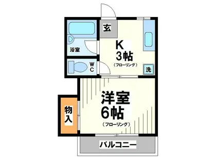 第一シャンポールFUJI(1K/2階)の間取り写真