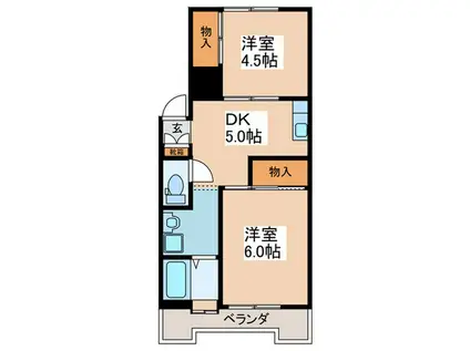 西村コーポラス(2DK/3階)の間取り写真