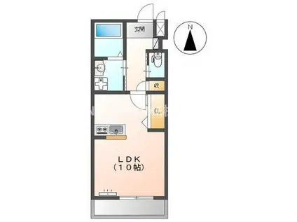 フォーチューン(ワンルーム/2階)の間取り写真