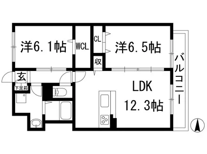 ヴィラ・アーバネット(2LDK/2階)の間取り写真