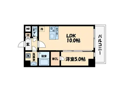 プレサンス大国町ラヴェニール(1LDK/15階)の間取り写真
