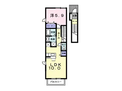 イーストニュータウン A 東新町(1LDK/2階)の間取り写真