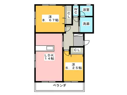 ロングライフII(2LDK/1階)の間取り写真