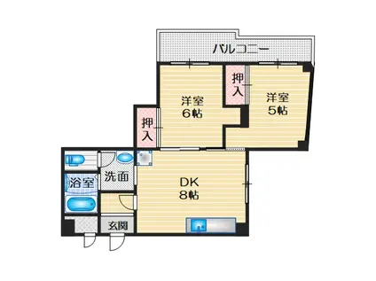 吉本マンション(2LDK/2階)の間取り写真