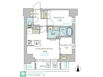 BRILLIA IST 武蔵小杉(2LDK/6階)の間取り写真