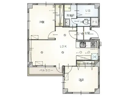 ヴィラーシュ帝塚山(2LDK/4階)の間取り写真