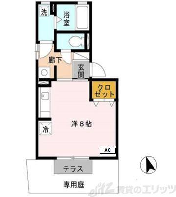 テラー・ウエスト新芦屋(ワンルーム/2階)の間取り写真